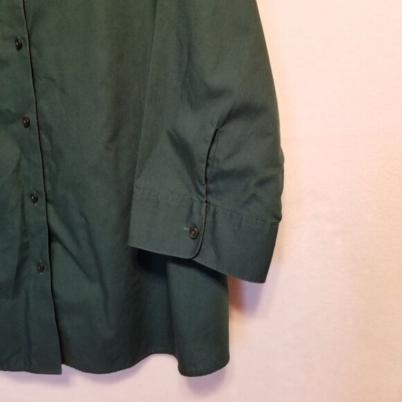 FOXCROFT 18W Top Blouse Button Front Shirt Green Wrinkle Free 3/4 Sleeve Classic - Picture 2 of 9